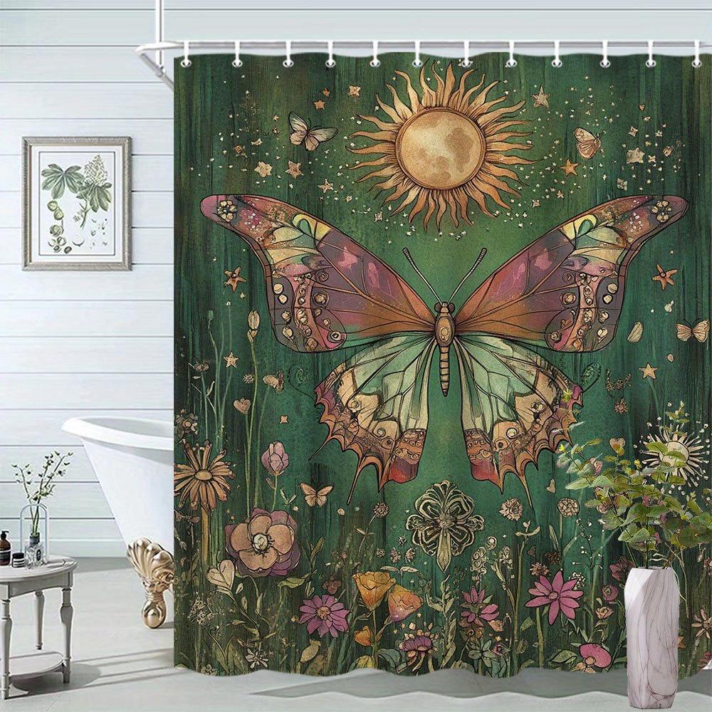 1Pc Vibrant Butterfly & Floral Shower Curtain - Green Nature Theme Polyester Fabric, Machine Washable With 12 Hooks, 70.8X70.8 W60H190(CM)-1 Pcs
1Pc Vibrant Butterfly & Floral Shower Curtain - Green Nature Theme Polyester Fabric, Machine Washable With 12 Hooks, 70.8X70.8 W60H190(CM)-1 Pcs