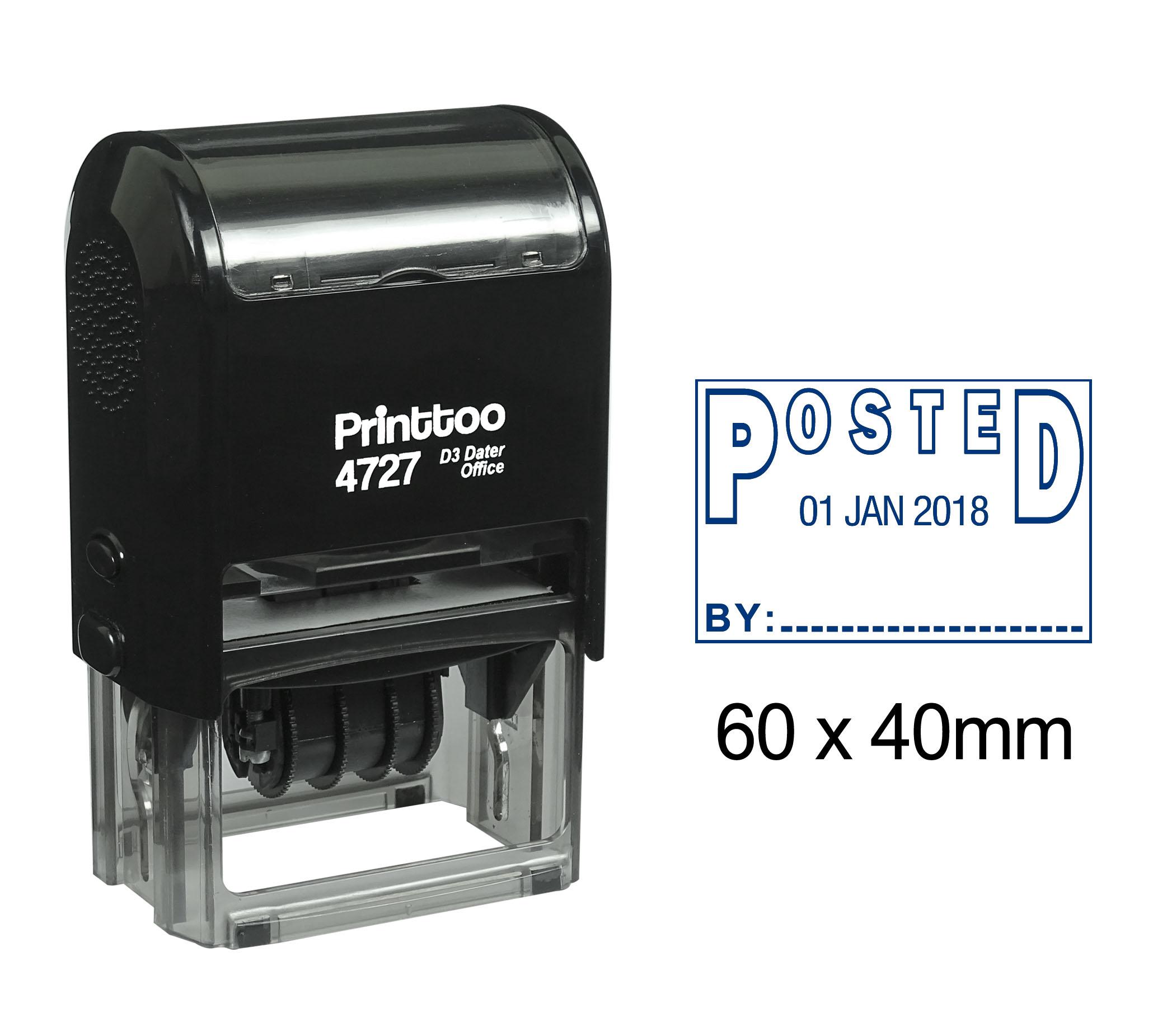 Printtoo Self Inking Dater Stamp With Posted By Text Date Rubber Stamp Office 60 mm x 40 mm.(Approx) синій
Printtoo Self Inking Dater Stamp With Posted By Text Date Rubber Stamp Office 60 mm x 40 mm.(Approx) синій