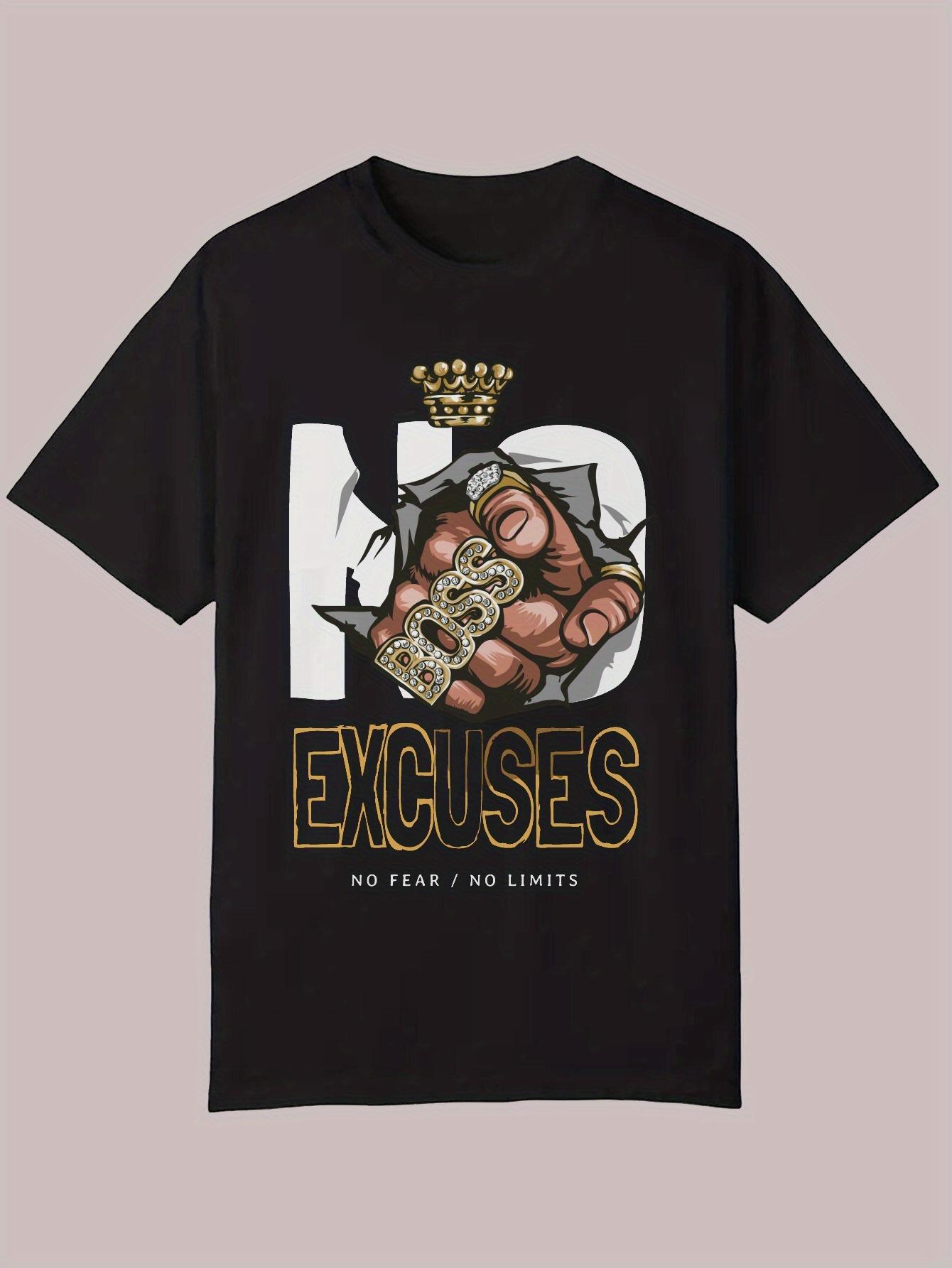 Casual Summer T-shirt - I EXCUSES Graphic Tee with Crown Design S
Casual Summer T-shirt - I EXCUSES Graphic Tee with Crown Design S