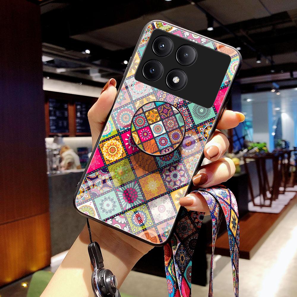 For Xiaomi Redmi K70E 5G/Poco X6 Pro 5G Case with Strap Flower Pattern Kickstand Tempered Glass Cover Color Pattern
For Xiaomi Redmi K70E 5G/Poco X6 Pro 5G Case with Strap Flower Pattern Kickstand Tempered Glass Cover Color Pattern