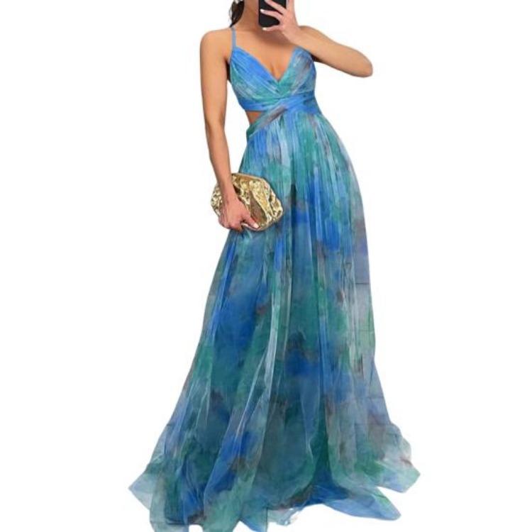 Floral Boho Women Maxi Dress Spaghetti Strap Deep V Neck Hollow Out Mesh Pleated Swing Long Dress Beach Summer Party S синий
Floral Boho Women Maxi Dress Spaghetti Strap Deep V Neck Hollow Out Mesh Pleated Swing Long Dress Beach Summer Party S синий