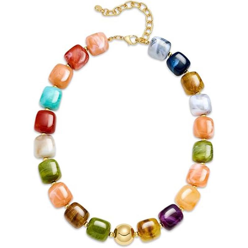 Boho Colored Resin Necklace for Women Palace Style Vintage Choker Jewelry Accessory
Boho Colored Resin Necklace for Women Palace Style Vintage Choker Jewelry Accessory