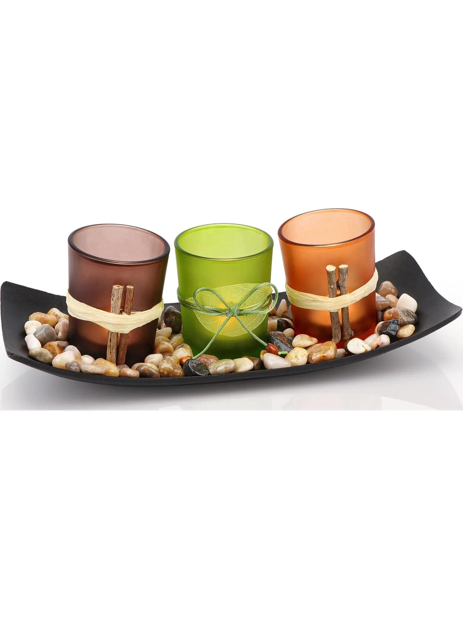 LED Electronic Candle Holder (With Rock & Tray) - 3-Piece Retro Set, Wooden Glass Tea Lamp Candle Holder
LED Electronic Candle Holder (With Rock & Tray) - 3-Piece Retro Set, Wooden Glass Tea Lamp Candle Holder