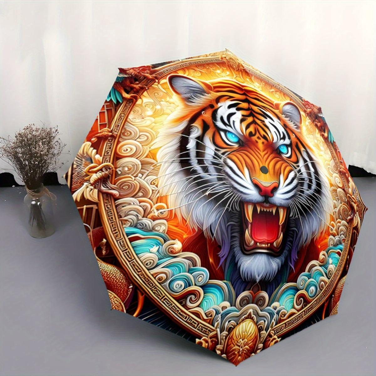 Automatic Open/Close Umbrella with Roaring Tiger - Bold Orange & Black Animal Print, Compact Folding Umbrella with 8-Rib Stron (as the picture,Iron&8K)
Automatic Open/Close Umbrella with Roaring Tiger - Bold Orange & Black Animal Print, Compact Folding Umbrella with 8-Rib Stron (as the picture,Iron&8K)