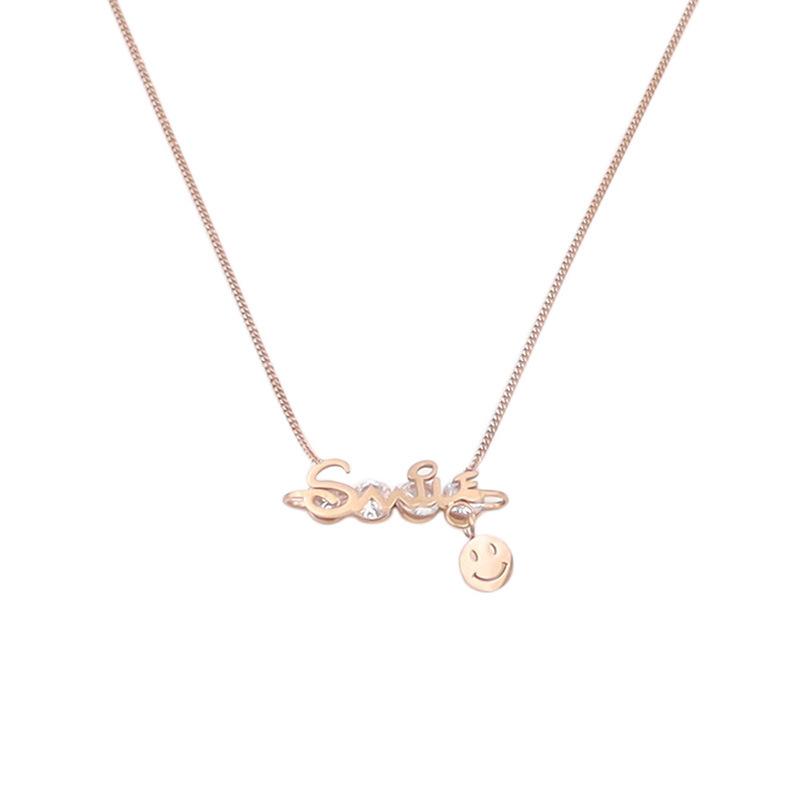 Fashion Popular Personality English Alphabet Design Smiley Face Pendant Titanium Steel Jewelry Necklace Clavicle Chain Girls
Fashion Popular Personality English Alphabet Design Smiley Face Pendant Titanium Steel Jewelry Necklace Clavicle Chain Girls