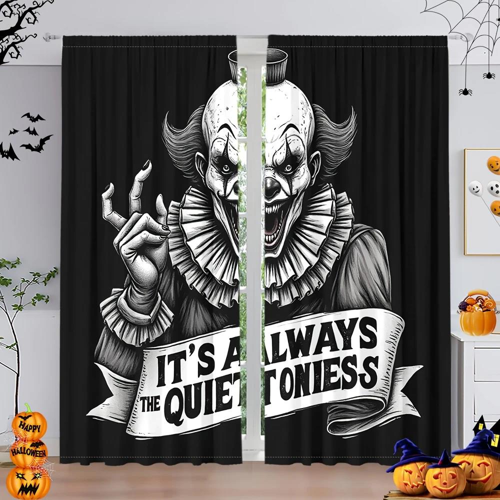 2pcs- Halloween retro style Gothic clown print curtains, pole bag home decorations, room decorations 14Wx39L(35x100CM)x2
2pcs- Halloween retro style Gothic clown print curtains, pole bag home decorations, room decorations 14Wx39L(35x100CM)x2