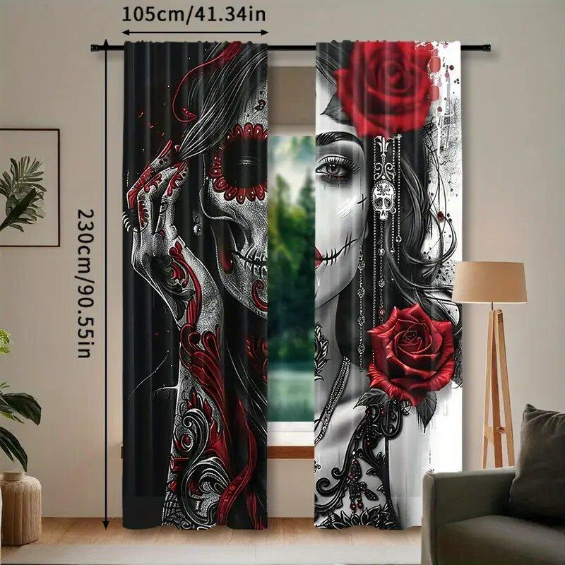 2pcs Gothic skeletons and red roses printed curtains pole bag curtains bedroom living room home decoration room decoration 100*130 HOOK 1pcs
2pcs Gothic skeletons and red roses printed curtains pole bag curtains bedroom living room home decoration room decoration 100*130 HOOK 1pcs