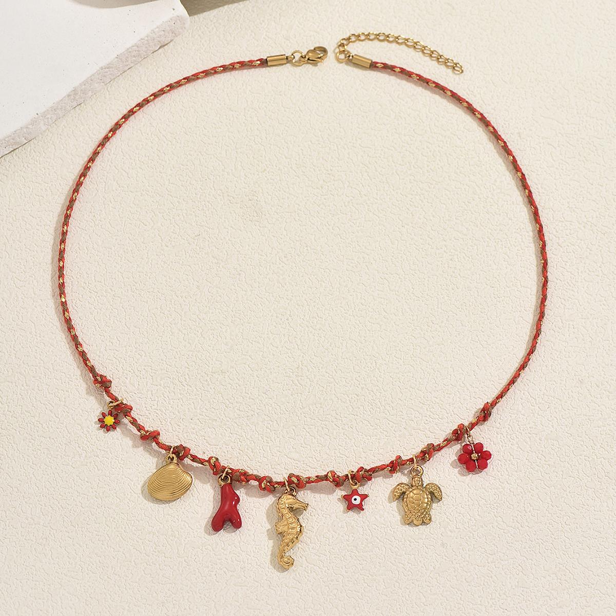 Braided Rope Sea & Moon Sea Charm Choker Gold Tone Turtle & Shell Pink/Blue/Red/White Necklace For Women Beach & Vacation Wear
Braided Rope Sea & Moon Sea Charm Choker Gold Tone Turtle & Shell Pink/Blue/Red/White Necklace For Women Beach & Vacation Wear