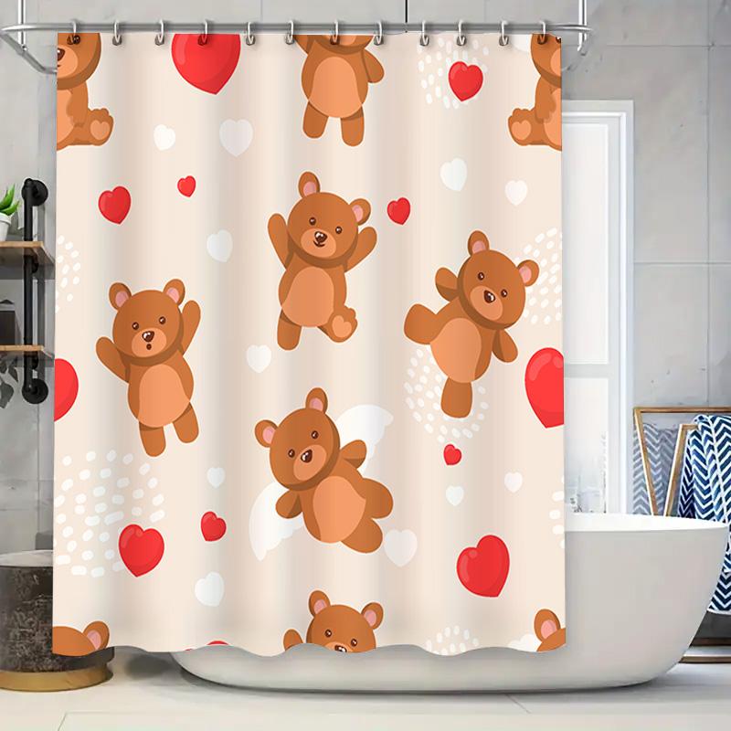 Teddy Bear Print Shower Curtains For Bathroom Decor Red Hearts Design Home Supplies Pink White Background Fabric Bathrooom Acces W60H190(CM)-1 Pcs
Teddy Bear Print Shower Curtains For Bathroom Decor Red Hearts Design Home Supplies Pink White Background Fabric Bathrooom Acces W60H190(CM)-1 Pcs