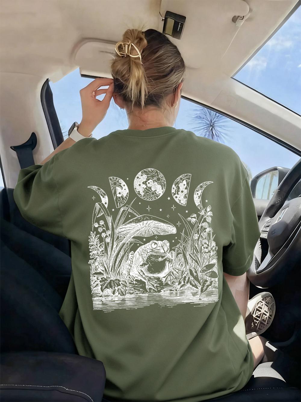 Frog Mushroom Moon Witchy Prints T-Shirt Womens Summer Loose T Shirts All-Match Comfortable Tops Casual O-Neck Woman Clothes S
Frog Mushroom Moon Witchy Prints T-Shirt Womens Summer Loose T Shirts All-Match Comfortable Tops Casual O-Neck Woman Clothes S