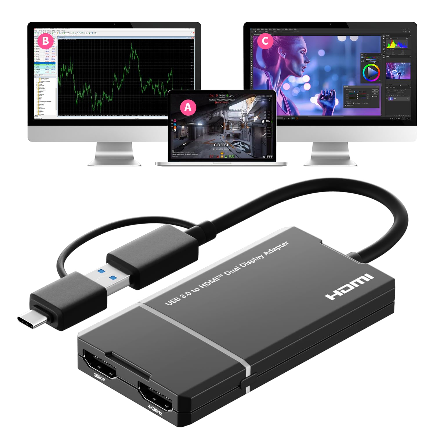 Displaylink Iesooy 1 вход 2 выхода Двойной HDMI-адаптер HDMI-выход Дисплей 3 отдельных экрана Совместимость с ОС Адаптер, Type-C 2.0 4K@30 Гц
Displaylink Iesooy 1 вход 2 выхода Двойной HDMI-адаптер HDMI-выход Дисплей 3 отдельных экрана Совместимость с ОС Адаптер, Type-C 2.0 4K@30 Гц