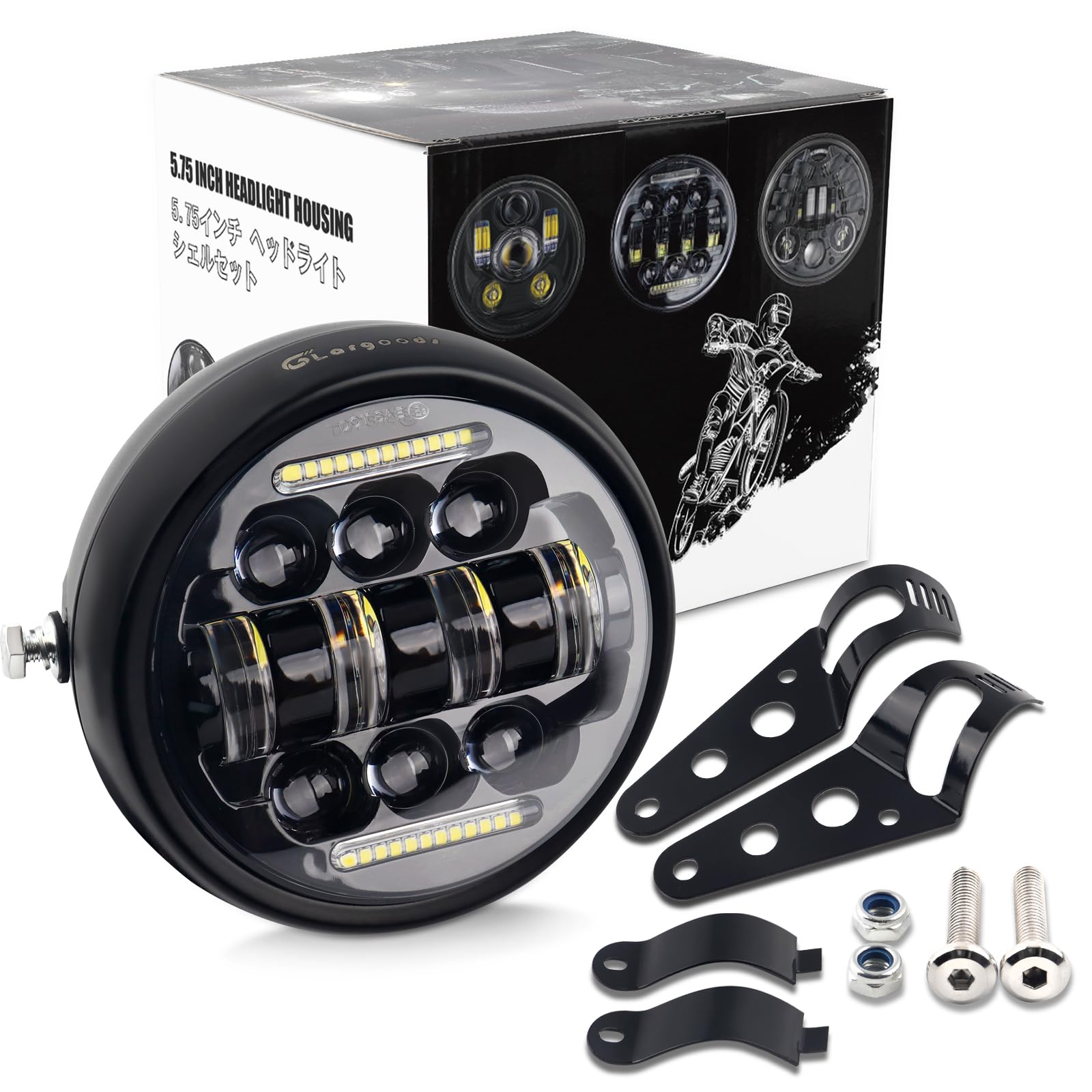 Фара мотоциклетная Largoods, 5,75 дюймовая светодиодная фара с корпусом и кронштейном, переключение ближнего/дальнего света, ДХО 5.75 inch LED headlight
Фара мотоциклетная Largoods, 5,75 дюймовая светодиодная фара с корпусом и кронштейном, переключение ближнего/дальнего света, ДХО 5.75 inch LED headlight