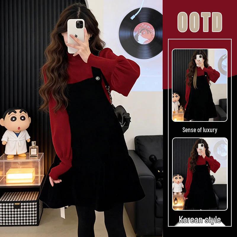 2026 Spring/Autumn Elegant Black Strap Dress with Festive Red Base Layer Two-Piece Set M (recommended for 95-105 jin)
2026 Spring/Autumn Elegant Black Strap Dress with Festive Red Base Layer Two-Piece Set M (recommended for 95-105 jin)