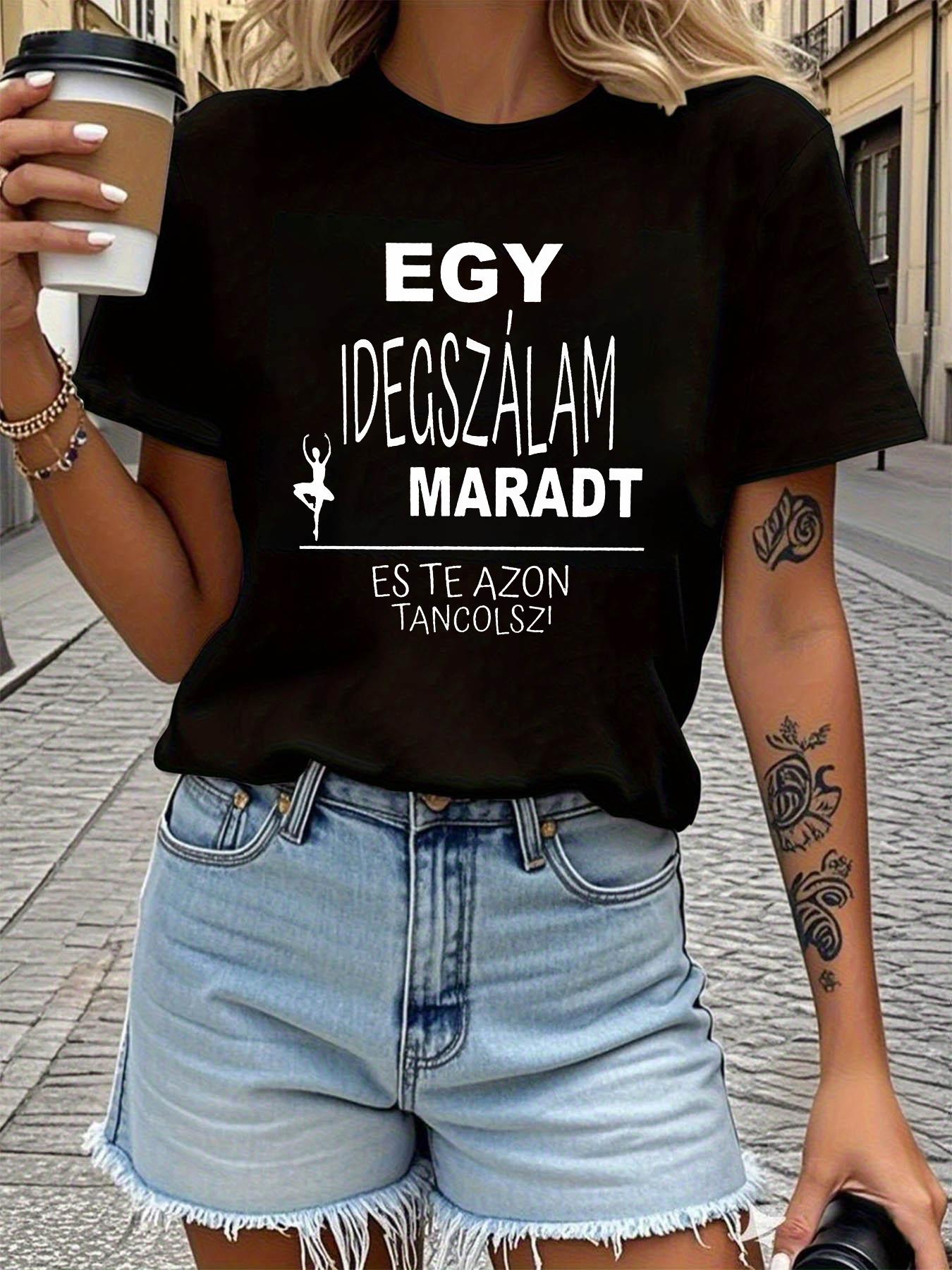 One Nerve Fiber Left And You Dance on It Letter Print T-Shirt, Short Sleeve Crew Neck Casual Top for Summer & Spring, Women S Clothing 5XL різнокольоровий
One Nerve Fiber Left And You Dance on It Letter Print T-Shirt, Short Sleeve Crew Neck Casual Top for Summer & Spring, Women S Clothing 5XL різнокольоровий