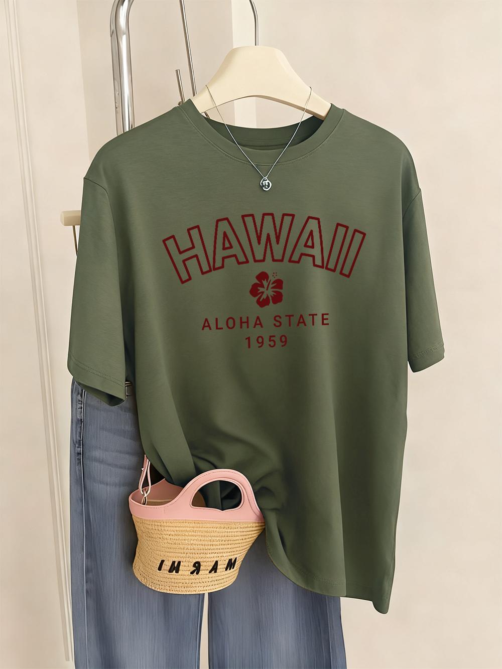 Hawaii Aloha State Printed TShirt Womens Casual Comfortable T Shirts ONeck Soft Short Sleeve Tops Summer Loose Woman Clothing S
Hawaii Aloha State Printed TShirt Womens Casual Comfortable T Shirts ONeck Soft Short Sleeve Tops Summer Loose Woman Clothing S