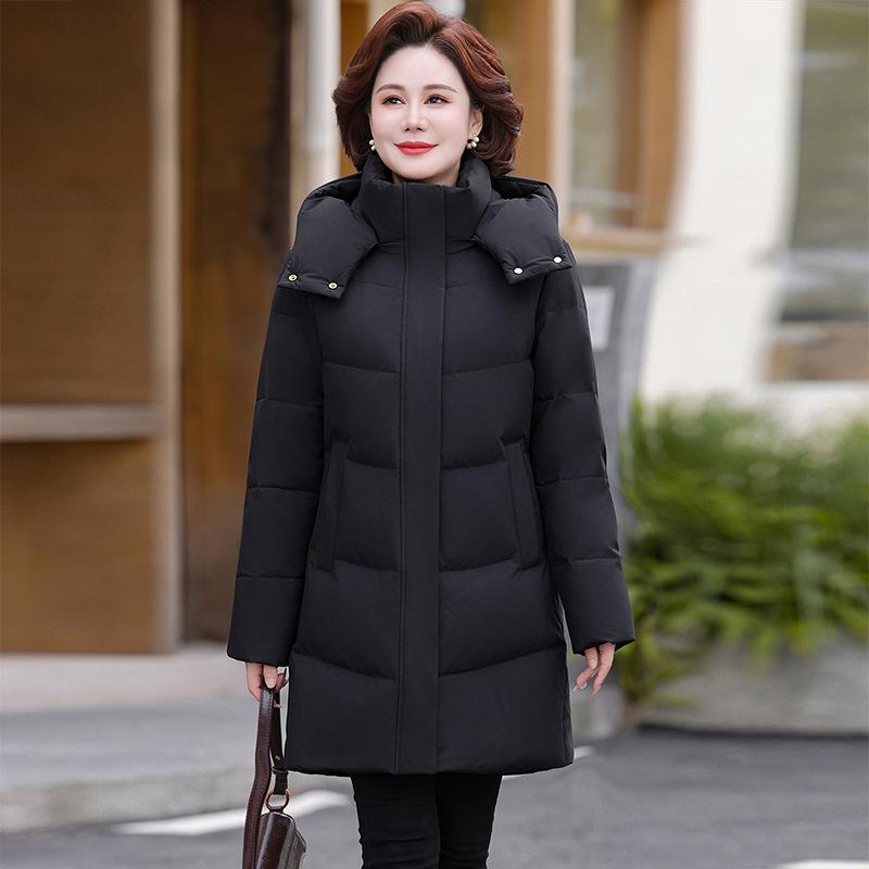 Зимняя куртка-пуховик средней длины с капюшоном 2025 года для женщин среднего и пожилого возраста - Модная, непродуваемая, на пуху белой утки, мамино пальто XXL (105-120 jin) чёрный
Зимняя куртка-пуховик средней длины с капюшоном 2025 года для женщин среднего и пожилого возраста - Модная, непродуваемая, на пуху белой утки, мамино пальто XXL (105-120 jin) чёрный