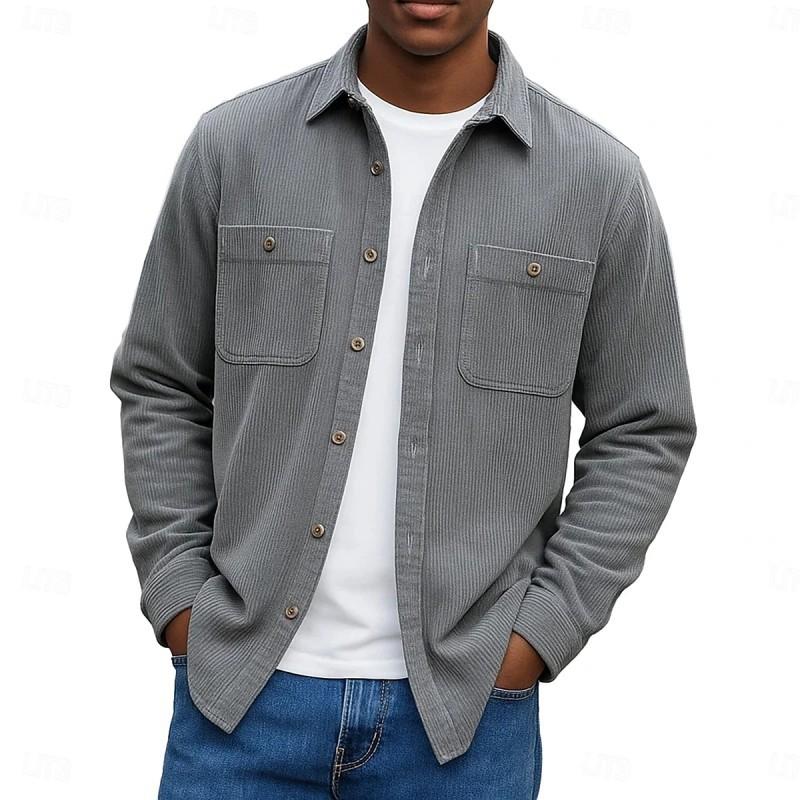 Новая осенне-зимняя мужская однотонная вельветовая рубашка с длинным рукавом на пуговицах и с двойным карманом S серый
Новая осенне-зимняя мужская однотонная вельветовая рубашка с длинным рукавом на пуговицах и с двойным карманом S серый