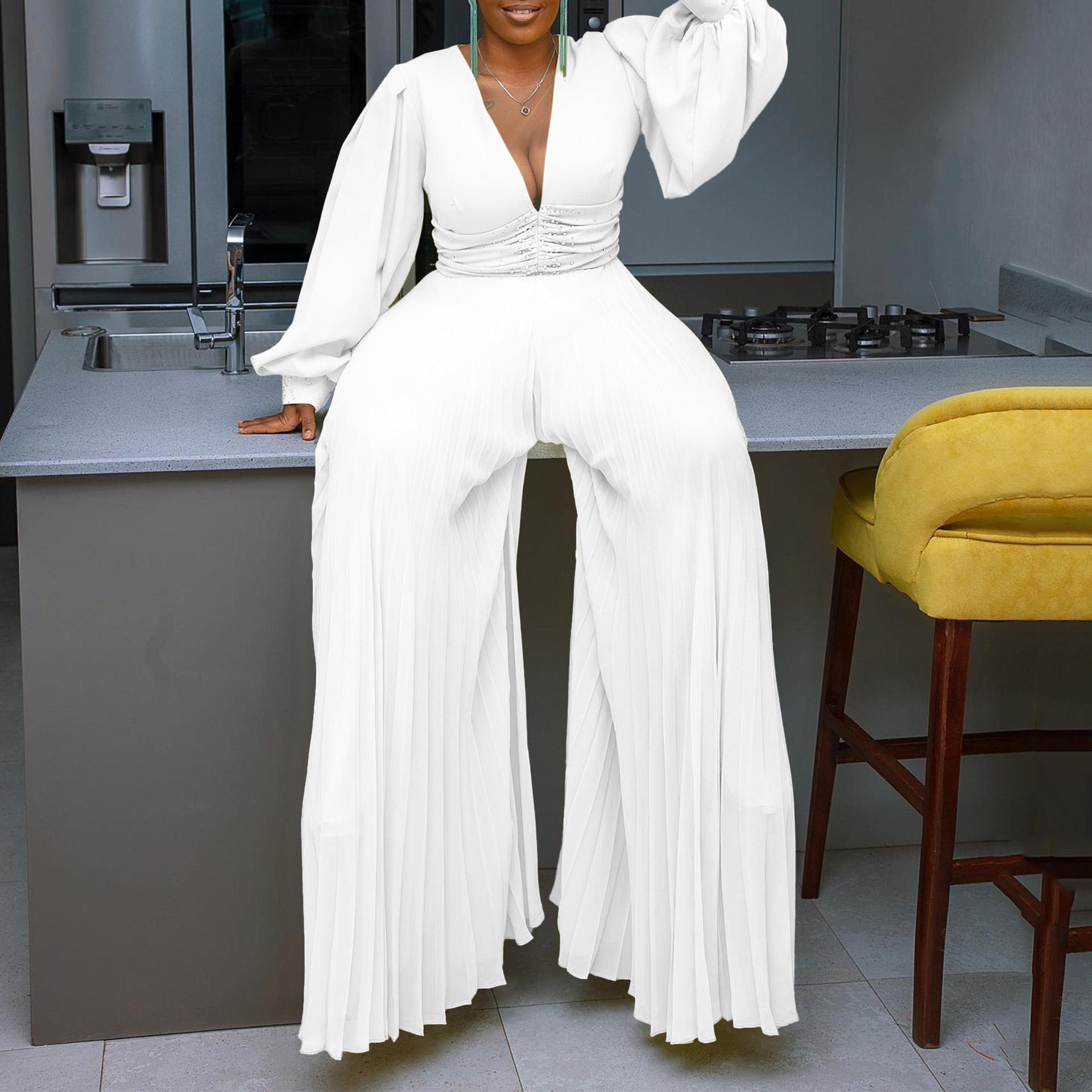 Women Pleated Jumpsuits Rompers Elegant V Neck Long Sleeve Plus Zize Floor Length Party Rompers Clothe Women Pants S белый
Women Pleated Jumpsuits Rompers Elegant V Neck Long Sleeve Plus Zize Floor Length Party Rompers Clothe Women Pants S белый