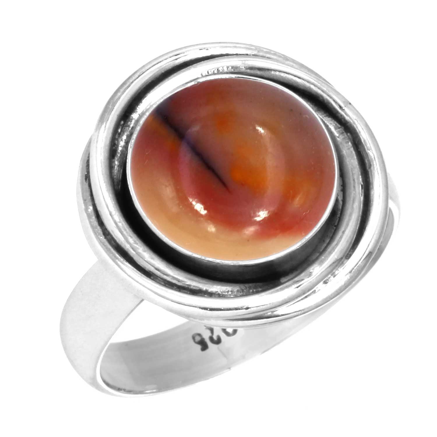 Кольцо из стерлингового серебра 925 пробы Женское с драгоценным камнем Ручной работы Ювелирное изделие Подарок на день рождения Мукаит Монтанский агат Моховой агат Спиральная раковина Родонит Глаз Шивы Заявление 13