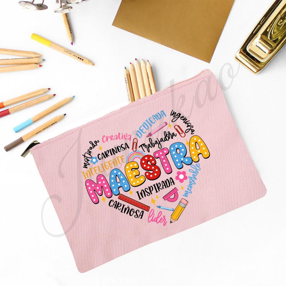 Maestra Spanish Heart print Makeup Bag Travel Neceser Travel Toiletry Organizer case Pencil Bags back to school Gift for teacher
Maestra Spanish Heart print Makeup Bag Travel Neceser Travel Toiletry Organizer case Pencil Bags back to school Gift for teacher