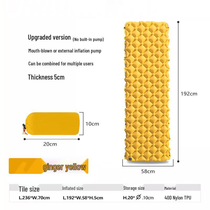Lightweight Foot-Operated Inflatable Sleeping Pad (600g) - L18 Color, Camping, Moisture-Proof Nap Mat.
Lightweight Foot-Operated Inflatable Sleeping Pad (600g) - L18 Color, Camping, Moisture-Proof Nap Mat.
