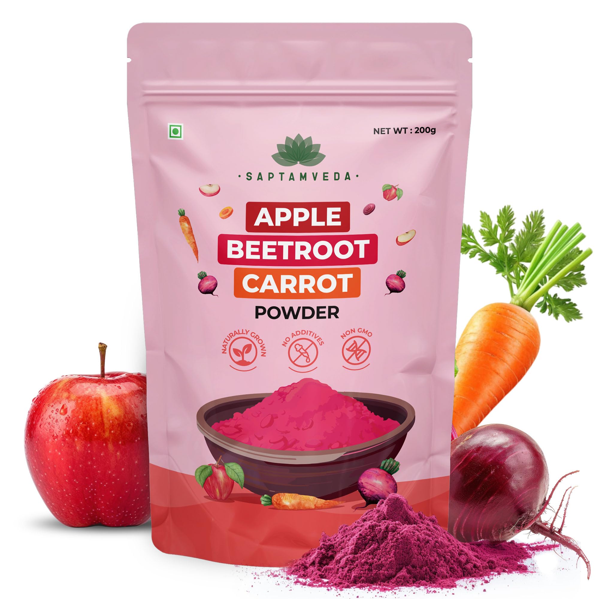 Saptamveda ABC Powder 200g - Apple Beetroot Carrot Superfood | Supports Immunity, Skin Glow, Energy & Heart Health | High in Antioxidants & Fiber
Saptamveda ABC Powder 200g - Apple Beetroot Carrot Superfood | Supports Immunity, Skin Glow, Energy & Heart Health | High in Antioxidants & Fiber