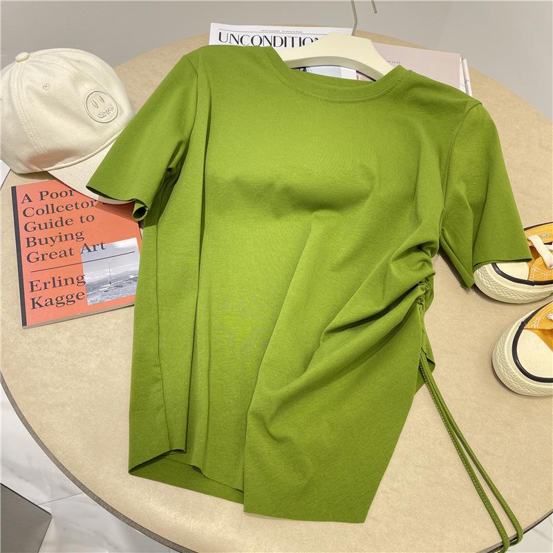 Женская летняя шикарная футболка с неровным краем и шнурком по бокам — универсальная однотонная свободная посадка One Size
Женская летняя шикарная футболка с неровным краем и шнурком по бокам — универсальная однотонная свободная посадка One Size