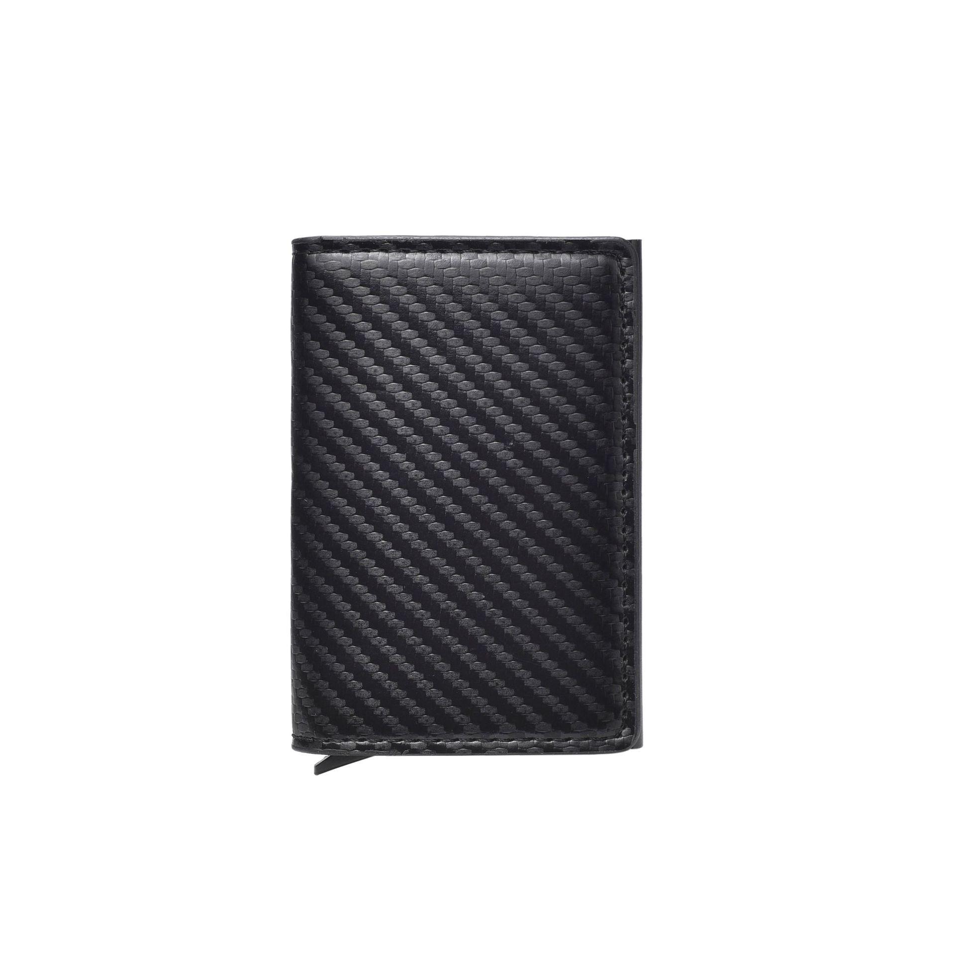 Ultra-Thin Carbon Fiber Pattern Anti-Theft Aluminum Card Holder with Automatic Ejector
Ultra-Thin Carbon Fiber Pattern Anti-Theft Aluminum Card Holder with Automatic Ejector