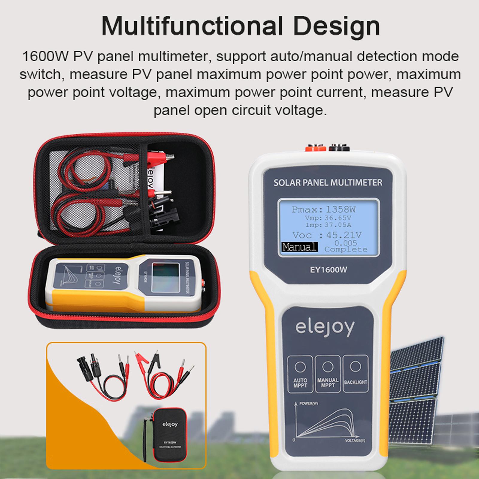 1600W Photovoltaic Panel Multimeter Solar Panel MPPT Tester Open Circuit Voltage Test Device Maximum Power Test Meter Backlight
1600W Photovoltaic Panel Multimeter Solar Panel MPPT Tester Open Circuit Voltage Test Device Maximum Power Test Meter Backlight
