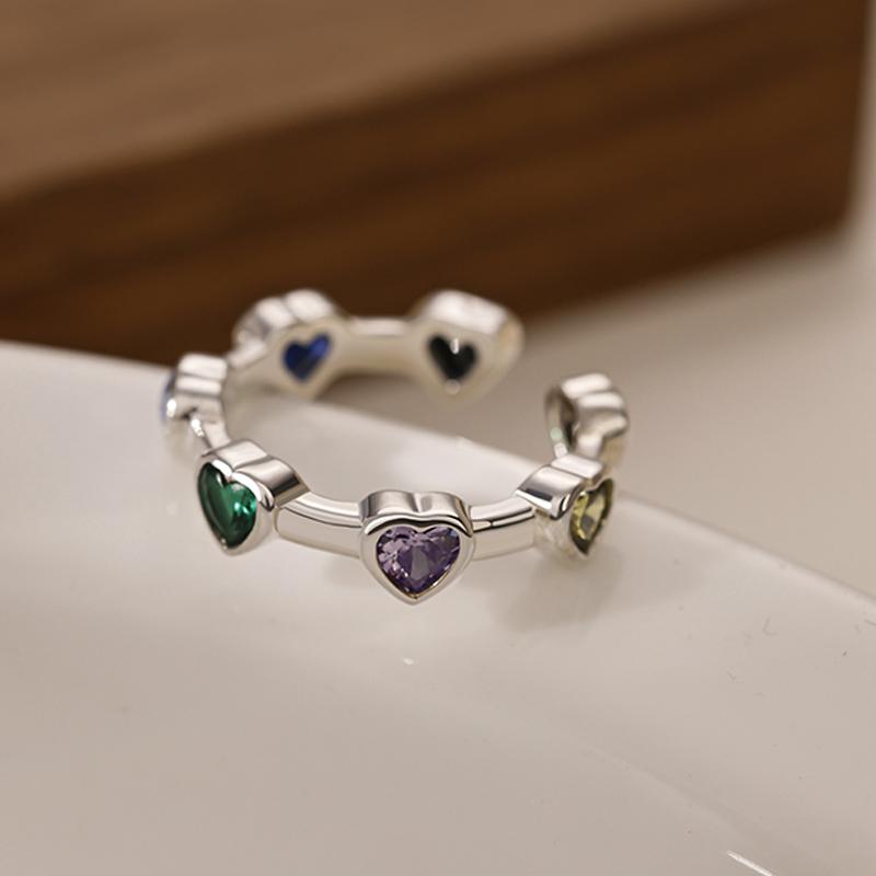 925 Sterling Silver Multicolour Heart Shape Couple Ring For Women Sweet Adjustable Ring Irregular Aesthetics Fine Jewelry Gifts
925 Sterling Silver Multicolour Heart Shape Couple Ring For Women Sweet Adjustable Ring Irregular Aesthetics Fine Jewelry Gifts