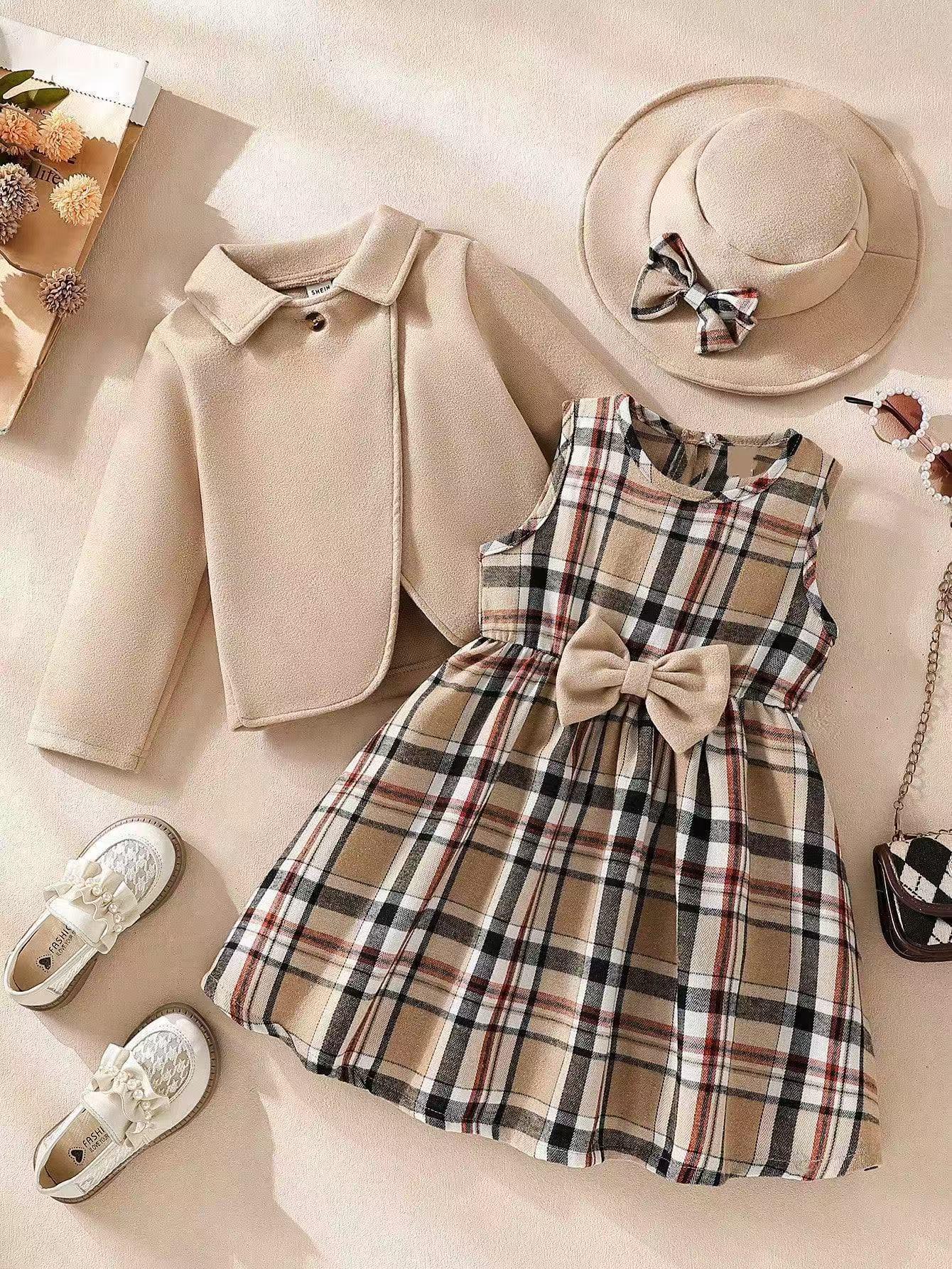 2025 Winter Collection: Wool Coat, Plaid Vest Dress & Bow Hat Set 4 Years
2025 Winter Collection: Wool Coat, Plaid Vest Dress & Bow Hat Set 4 Years