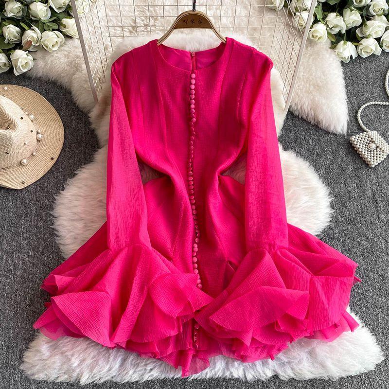 Vietnam Niche Style Long Sleeves Silm Waist Slimming Sweet Lotus Leaf Dress Women s Autumn Fancy Holiday Short Dress Rose Red All yards
Vietnam Niche Style Long Sleeves Silm Waist Slimming Sweet Lotus Leaf Dress Women s Autumn Fancy Holiday Short Dress Rose Red All yards