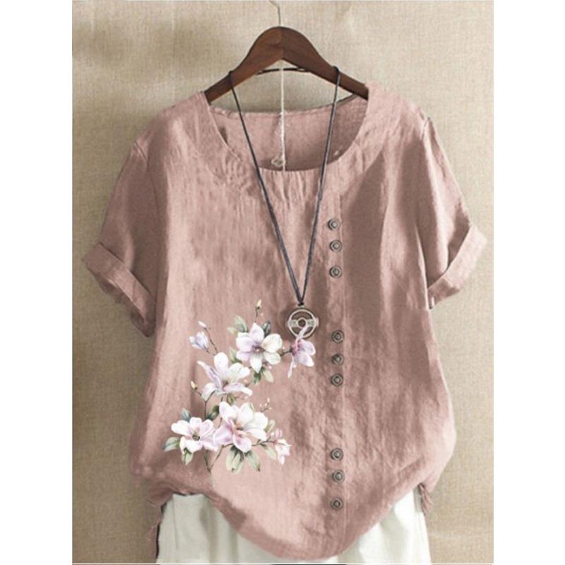 2026 Summer Printed Plus Size Women Blouse O-neck Short Sleeve T-shits Loose Button Shirts Fashion Elegant Casual Oversize Tee Sweet Basic Clothing 5XL рожевий
2026 Summer Printed Plus Size Women Blouse O-neck Short Sleeve T-shits Loose Button Shirts Fashion Elegant Casual Oversize Tee Sweet Basic Clothing 5XL рожевий