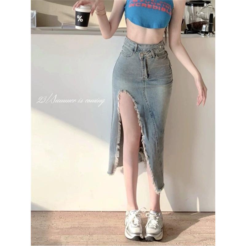 High-Waisted Irregular Slit Denim Midi Skirt for Women - Summer 2025 Retro Style with Raw Hem Extra Large синій
High-Waisted Irregular Slit Denim Midi Skirt for Women - Summer 2025 Retro Style with Raw Hem Extra Large синій