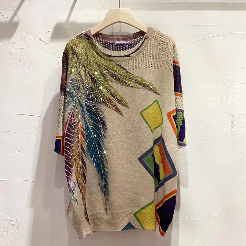 Women s 2025 Summer Ice Linen Knit T-Shirt: Short Sleeve, Round Neck, Loose Fit, Heavy Duty with Hot Drill Print. One Size (suitable for 85-170 jin)
Women s 2025 Summer Ice Linen Knit T-Shirt: Short Sleeve, Round Neck, Loose Fit, Heavy Duty with Hot Drill Print. One Size (suitable for 85-170 jin)