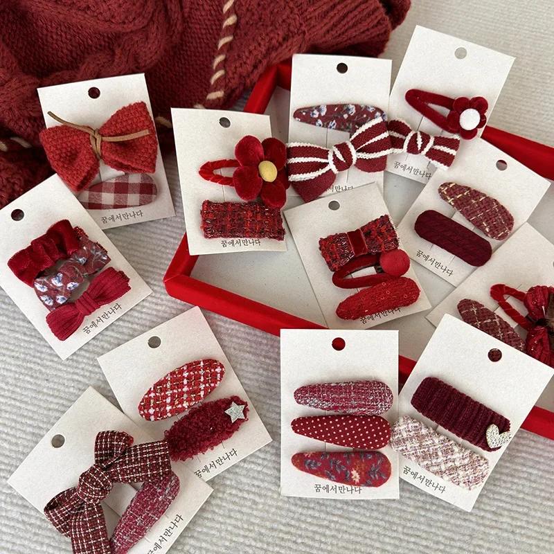 New Year Red Color Hair Clips Set Girls Sweet Bow Flowers Fabric Hairpins Child Cute Barrettes Christmas Hair Accessories Gifts
New Year Red Color Hair Clips Set Girls Sweet Bow Flowers Fabric Hairpins Child Cute Barrettes Christmas Hair Accessories Gifts