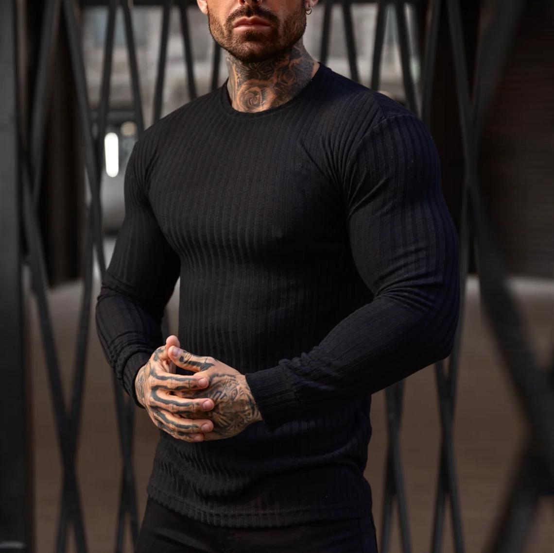 Muscleguys Autumn Running T-shirts Mens Classic Ribbed Knit Jumper Sports Long Sleeved Slim Fit Round Neck Casual Gym Fitness T Shirt M чёрный
Muscleguys Autumn Running T-shirts Mens Classic Ribbed Knit Jumper Sports Long Sleeved Slim Fit Round Neck Casual Gym Fitness T Shirt M чёрный