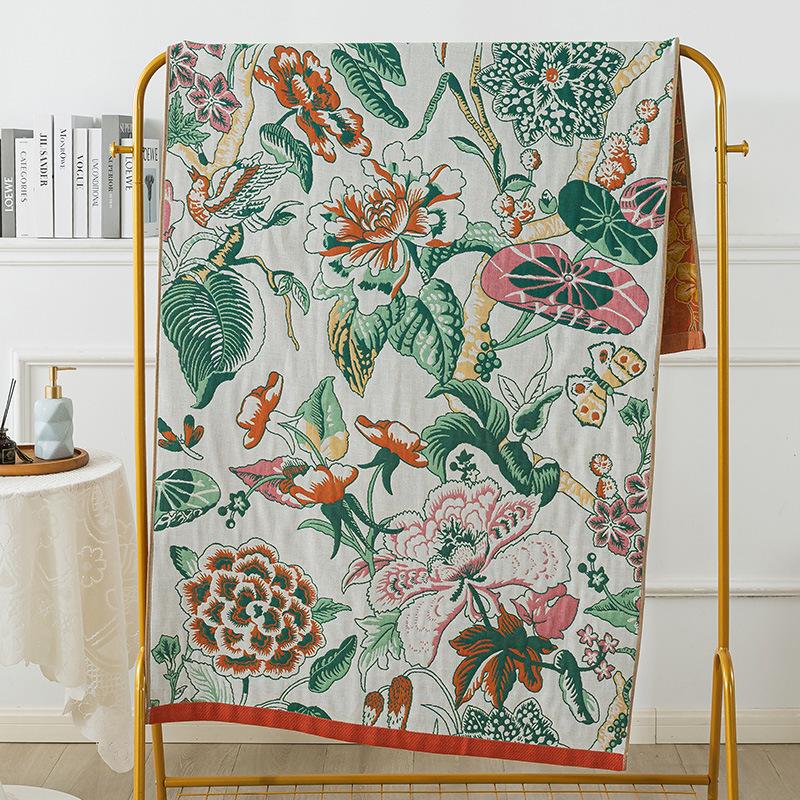 Банное полотенце из 100% хлопковой марли с муслиновым узором - винтажный стиль, тканый цветочный узор, суперабсорбирующая большая банная простыня 90x180cm