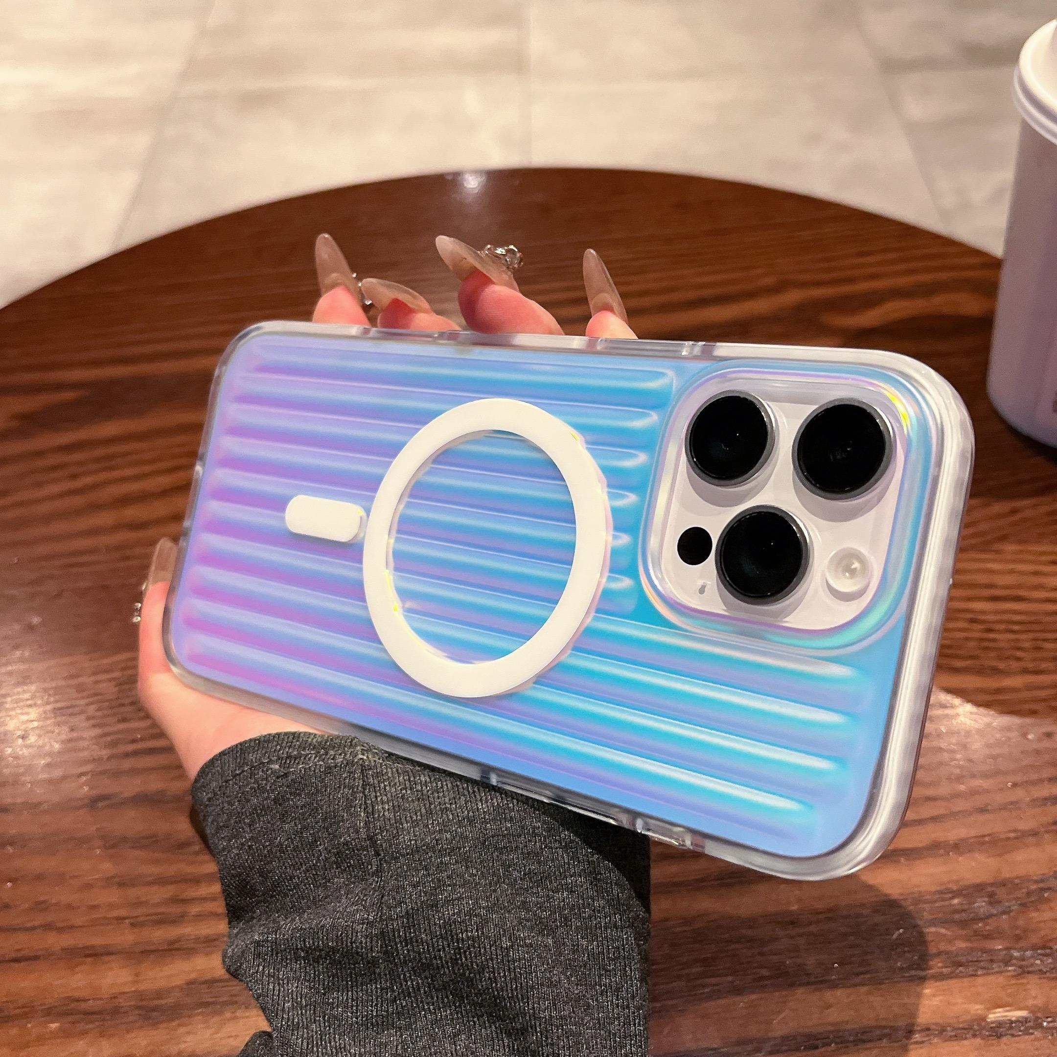 For iPhone 16 Pro Magnetic Case Dazzling Gradient Color PC+TPU Phone Back Cover Corrugated Design Rainbow Light
For iPhone 16 Pro Magnetic Case Dazzling Gradient Color PC+TPU Phone Back Cover Corrugated Design Rainbow Light