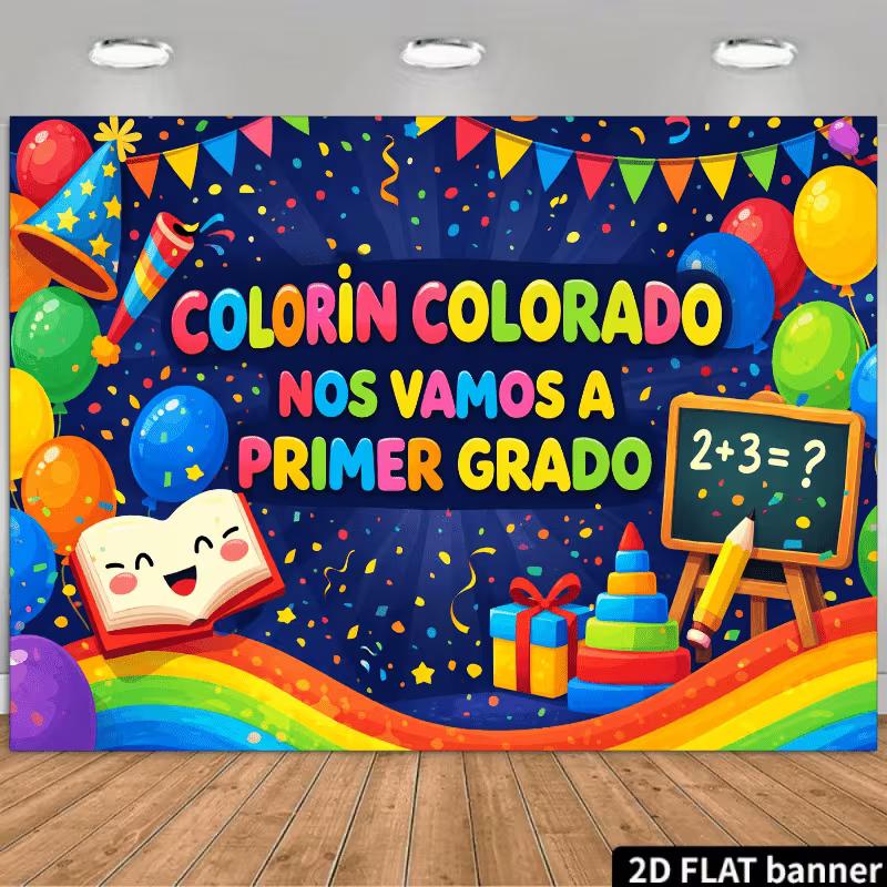 2D Colorful Balloon School Banner, Primer Grado First Grade Party Photo Booth Background 47.2x31.5inch/120*80cm
2D Colorful Balloon School Banner, Primer Grado First Grade Party Photo Booth Background 47.2x31.5inch/120*80cm