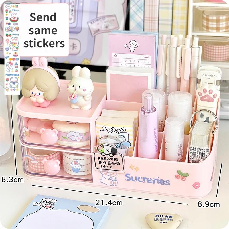 2026 New Desktop Storage Box Organizer Cute Bear Handle Drawer Type Desk Organizer Multi-grid Pen Holder with Kawaii Stickers
2026 New Desktop Storage Box Organizer Cute Bear Handle Drawer Type Desk Organizer Multi-grid Pen Holder with Kawaii Stickers