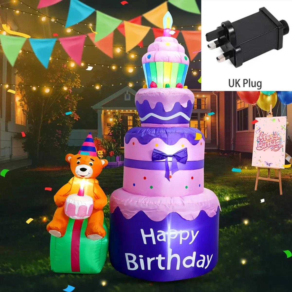 6FT Outdoor Happy Birthday Inflatable Purple Cake Bear Ornament Blow Up Yard Decoration DIY Party Props for Holiday Celebration
6FT Outdoor Happy Birthday Inflatable Purple Cake Bear Ornament Blow Up Yard Decoration DIY Party Props for Holiday Celebration