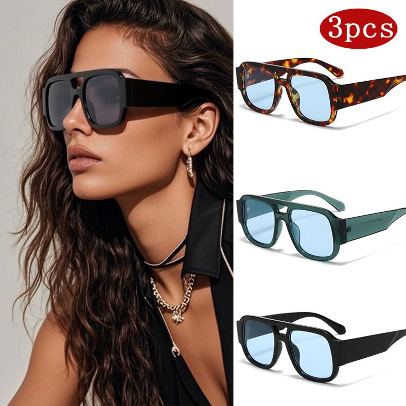 3Pack Fashion Double Bridges Women Sunglasses Fashion Large Frame Coloful Shades Eyewear Luxury Design Men Sun Glassses Uv400
3Pack Fashion Double Bridges Women Sunglasses Fashion Large Frame Coloful Shades Eyewear Luxury Design Men Sun Glassses Uv400