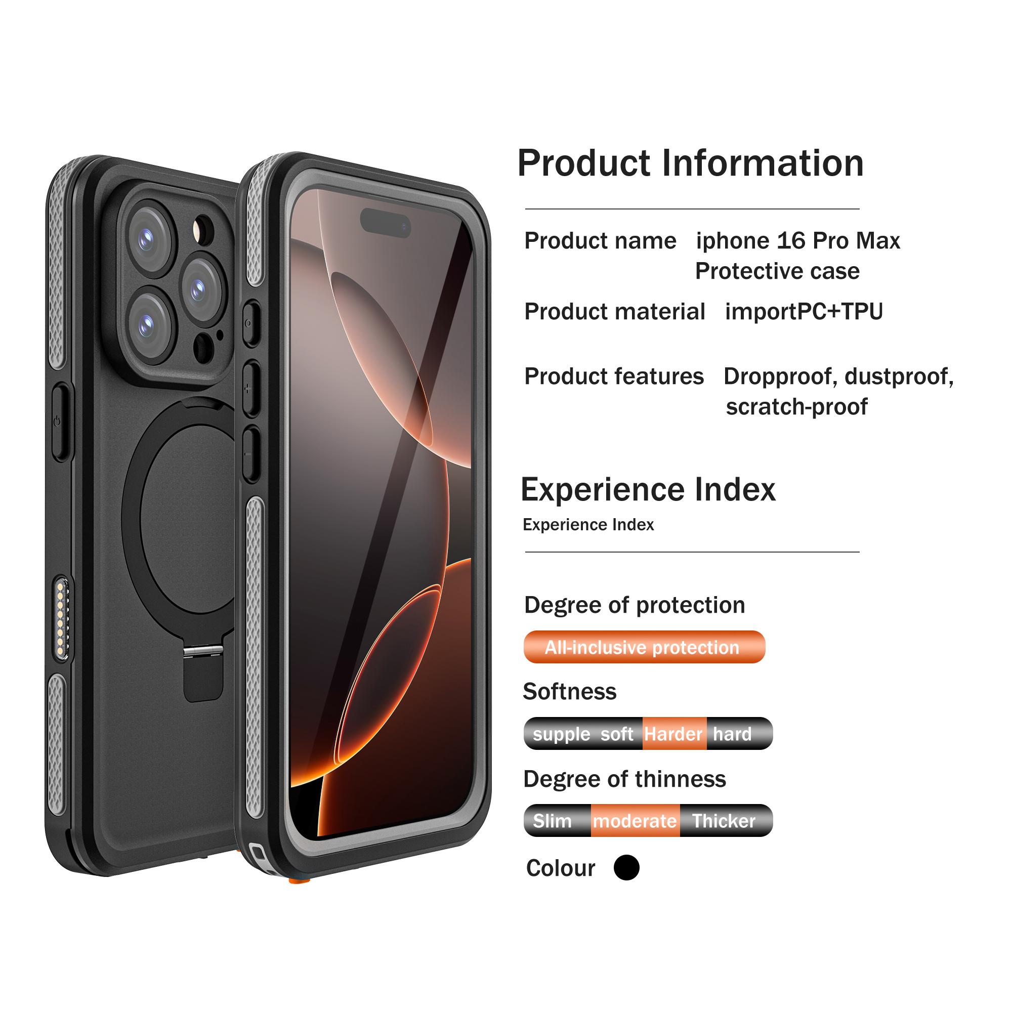 REDPEPPER IP68 Waterproof Case For iPhone 16 Pro Max Phone Back Cover Kickstand Compatible with MagSafe A
REDPEPPER IP68 Waterproof Case For iPhone 16 Pro Max Phone Back Cover Kickstand Compatible with MagSafe A