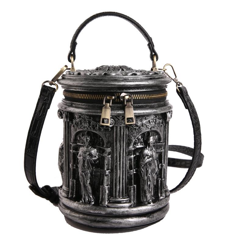 Unisex Vintage Roman Column Relief Cylindrical Handbag Antique Bronze Temple Architecture Bucket Bag Personalized Crossbody Bag
Unisex Vintage Roman Column Relief Cylindrical Handbag Antique Bronze Temple Architecture Bucket Bag Personalized Crossbody Bag