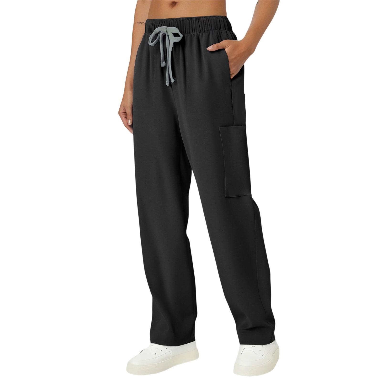 Женские модные однотонные повседневные брюки с эластичной резинкой на талии и карманами M чёрный
Женские модные однотонные повседневные брюки с эластичной резинкой на талии и карманами M чёрный