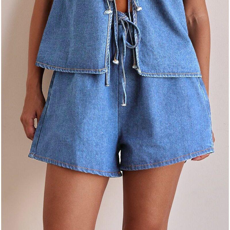 Independent Site Cross-Border European and American Style Summer Fashion Casual Sleeveless Tie High-Waisted Women s Vest Denim Set Shorts Light Blue Shorts S
Independent Site Cross-Border European and American Style Summer Fashion Casual Sleeveless Tie High-Waisted Women s Vest Denim Set Shorts Light Blue Shorts S
