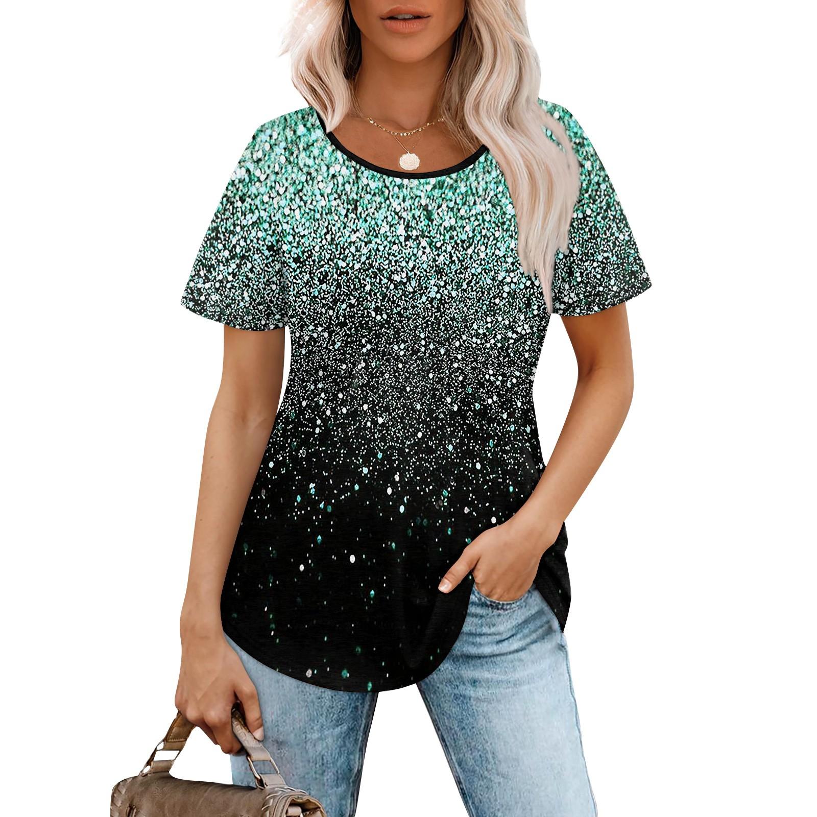 Женская модная повседневная плиссированная футболка с короткими рукавами и круглым вырезом с градиентным принтом L циан
Женская модная повседневная плиссированная футболка с короткими рукавами и круглым вырезом с градиентным принтом L циан