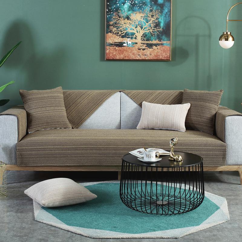 Простая грязеотталкивающая хлопково-льняная тканая подушка для дивана, однотонная нескользящая универсальная подушка для четырех сезонов, чехол для дивана, спинка, полотенце 50*70CM