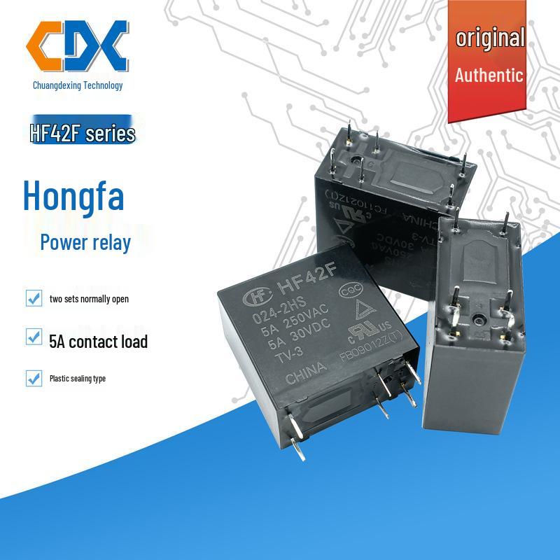 Genuine Hongfa Relay HF42F-005-2HS/012V/024V, 6-Pin, 5A, Two Normally Open Groups. 024-2HS
Genuine Hongfa Relay HF42F-005-2HS/012V/024V, 6-Pin, 5A, Two Normally Open Groups. 024-2HS